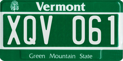 VT license plate XQV061