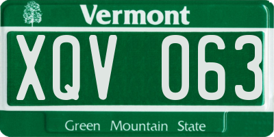 VT license plate XQV063