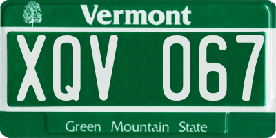 VT license plate XQV067