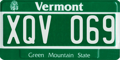 VT license plate XQV069
