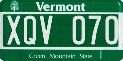 VT license plate XQV070
