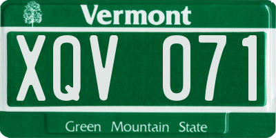 VT license plate XQV071
