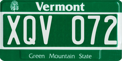 VT license plate XQV072