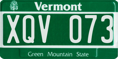 VT license plate XQV073
