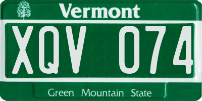 VT license plate XQV074