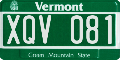 VT license plate XQV081