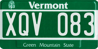 VT license plate XQV083