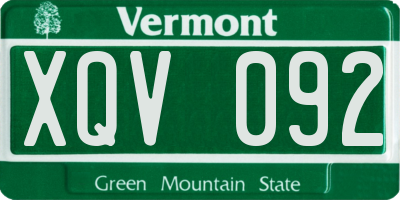 VT license plate XQV092