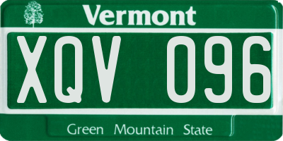 VT license plate XQV096