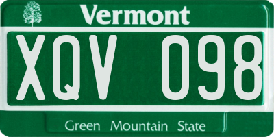 VT license plate XQV098