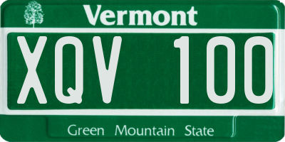 VT license plate XQV100