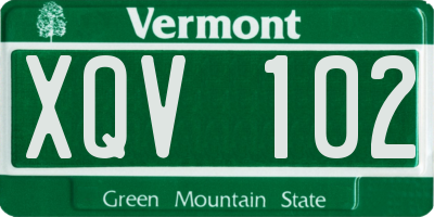 VT license plate XQV102