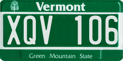 VT license plate XQV106