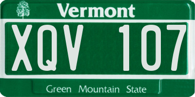 VT license plate XQV107