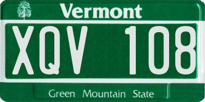 VT license plate XQV108