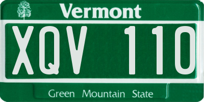 VT license plate XQV110