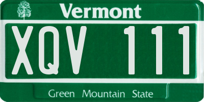 VT license plate XQV111