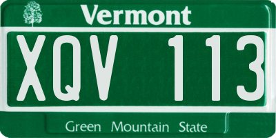 VT license plate XQV113