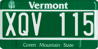 VT license plate XQV115