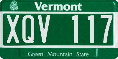 VT license plate XQV117