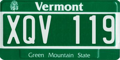 VT license plate XQV119