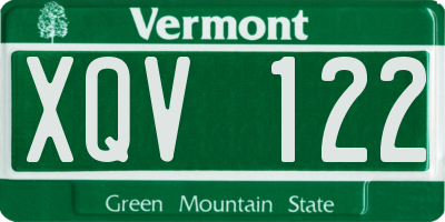 VT license plate XQV122
