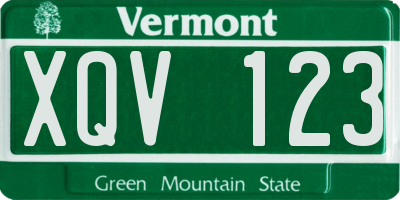 VT license plate XQV123