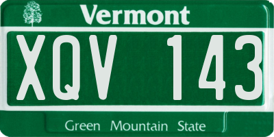 VT license plate XQV143