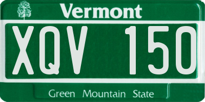 VT license plate XQV150
