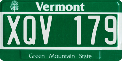VT license plate XQV179