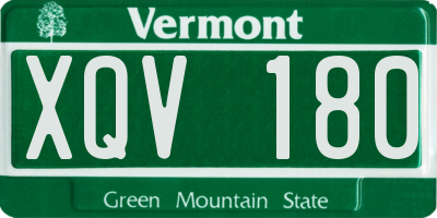 VT license plate XQV180
