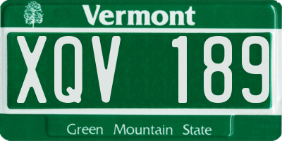 VT license plate XQV189