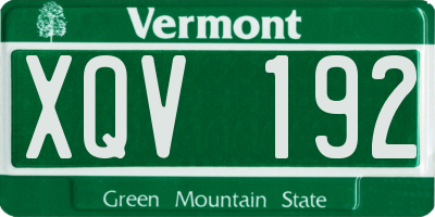 VT license plate XQV192