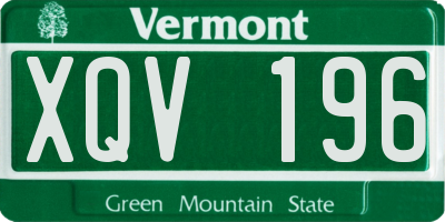 VT license plate XQV196