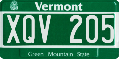 VT license plate XQV205