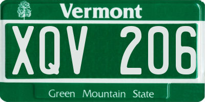 VT license plate XQV206