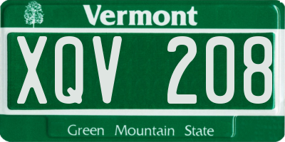 VT license plate XQV208
