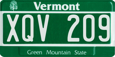 VT license plate XQV209