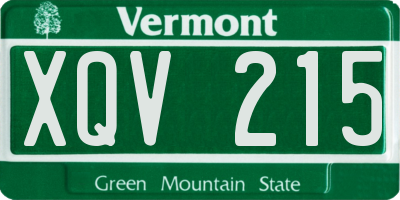 VT license plate XQV215
