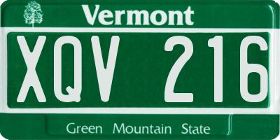 VT license plate XQV216