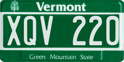 VT license plate XQV220