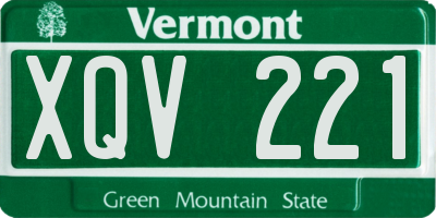 VT license plate XQV221