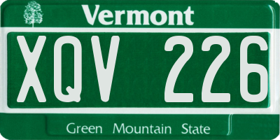 VT license plate XQV226