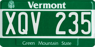 VT license plate XQV235