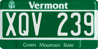 VT license plate XQV239