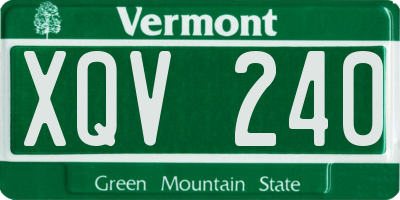 VT license plate XQV240