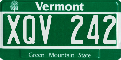 VT license plate XQV242