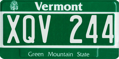 VT license plate XQV244