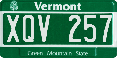 VT license plate XQV257