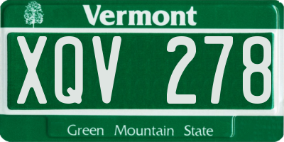 VT license plate XQV278